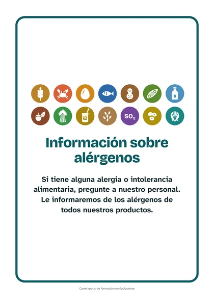 Cartel de aviso de alérgenos: solo español